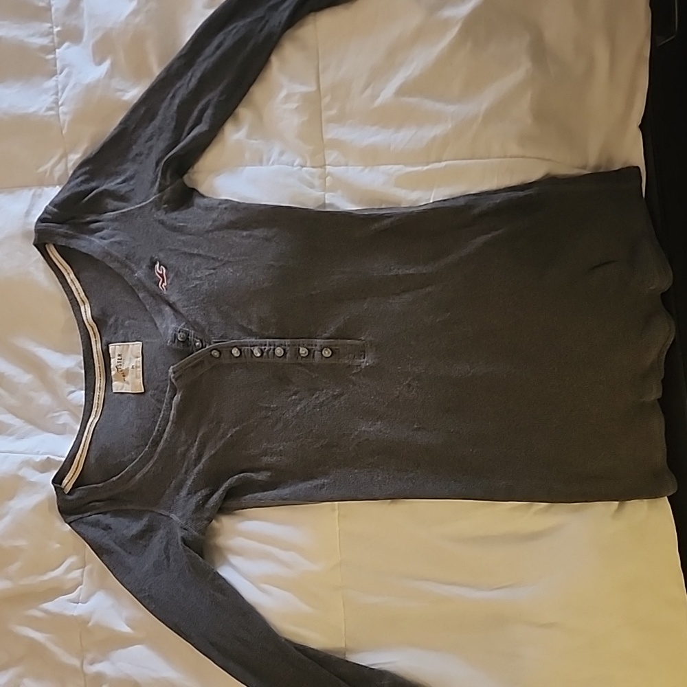 Hollister Button up Top MED 3/4 sleeve